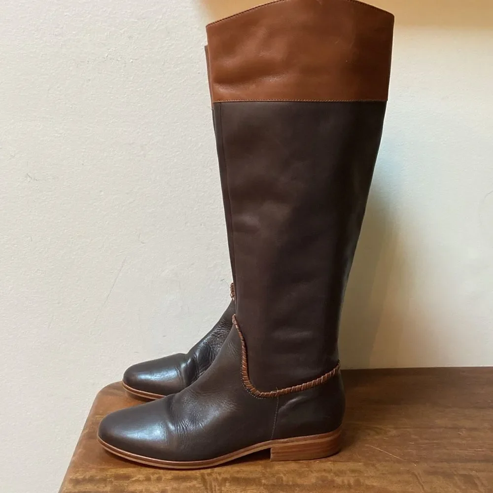 Jack Rogers Brown and Black Leather Riding Boots